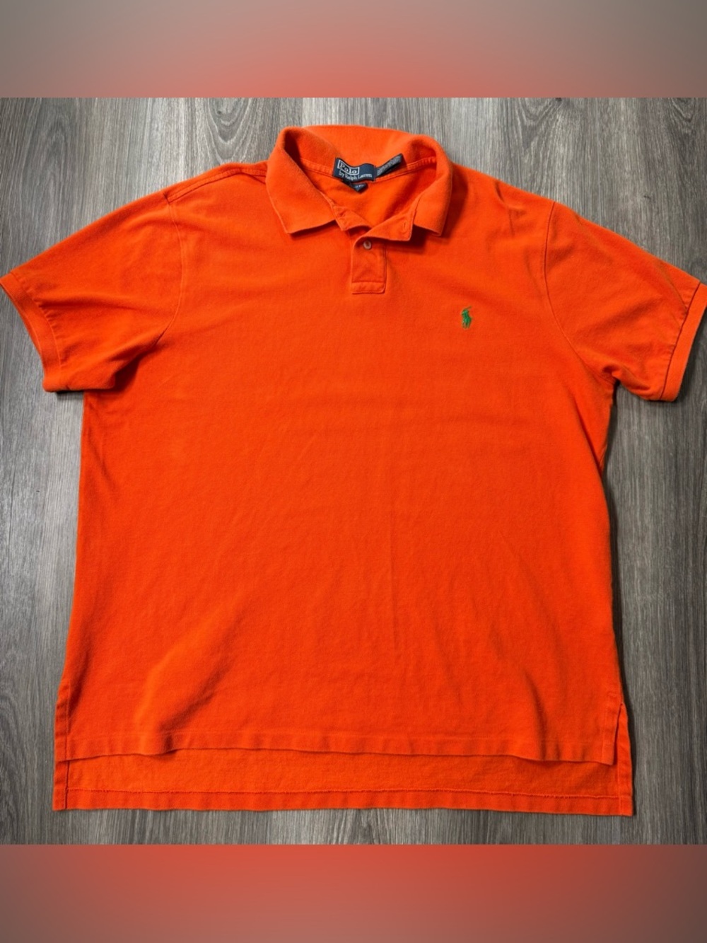 Polo by Ralph Lauren Men’s Orange Polo with Green Pony XXL